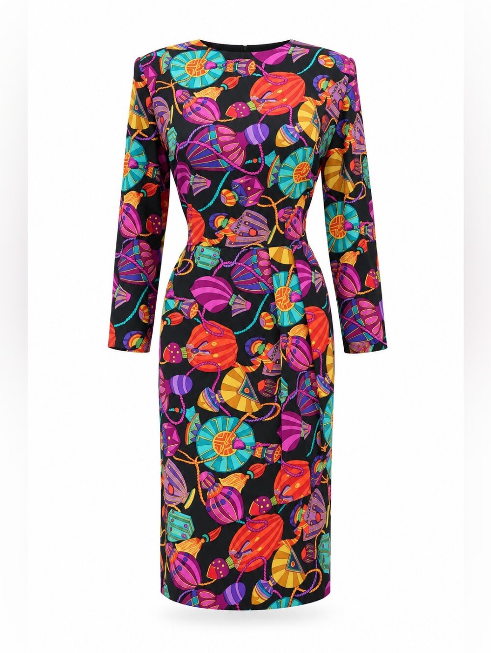 Louis Feraud Vintage Silk Abstract Print Dress 14